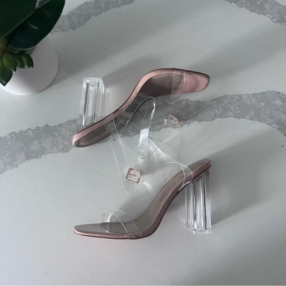 Dream Pairs Tan Clear Block Heels 8.5 - Picture 3 of 6